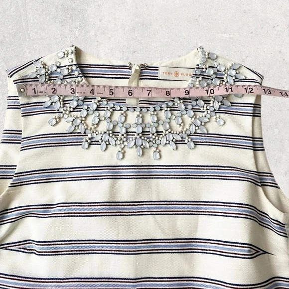 TORY BURCH KAYLIN Stripe Embellished Dress Size 2 - Picture 11 of 17
